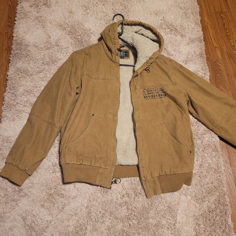 Men's Tan Hooded Jacket.